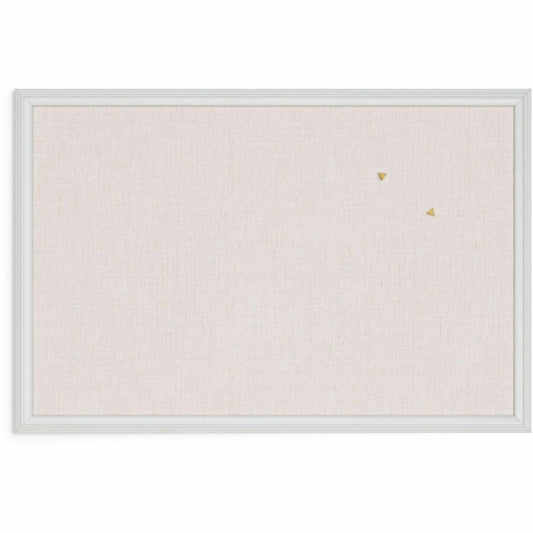 U Brands Linen Bulletin Board - 20" Board Height x 30" Board Width - Tan Cork Surface - Self-healing, Durable, Mounting System - White Wood Frame - 1 Each