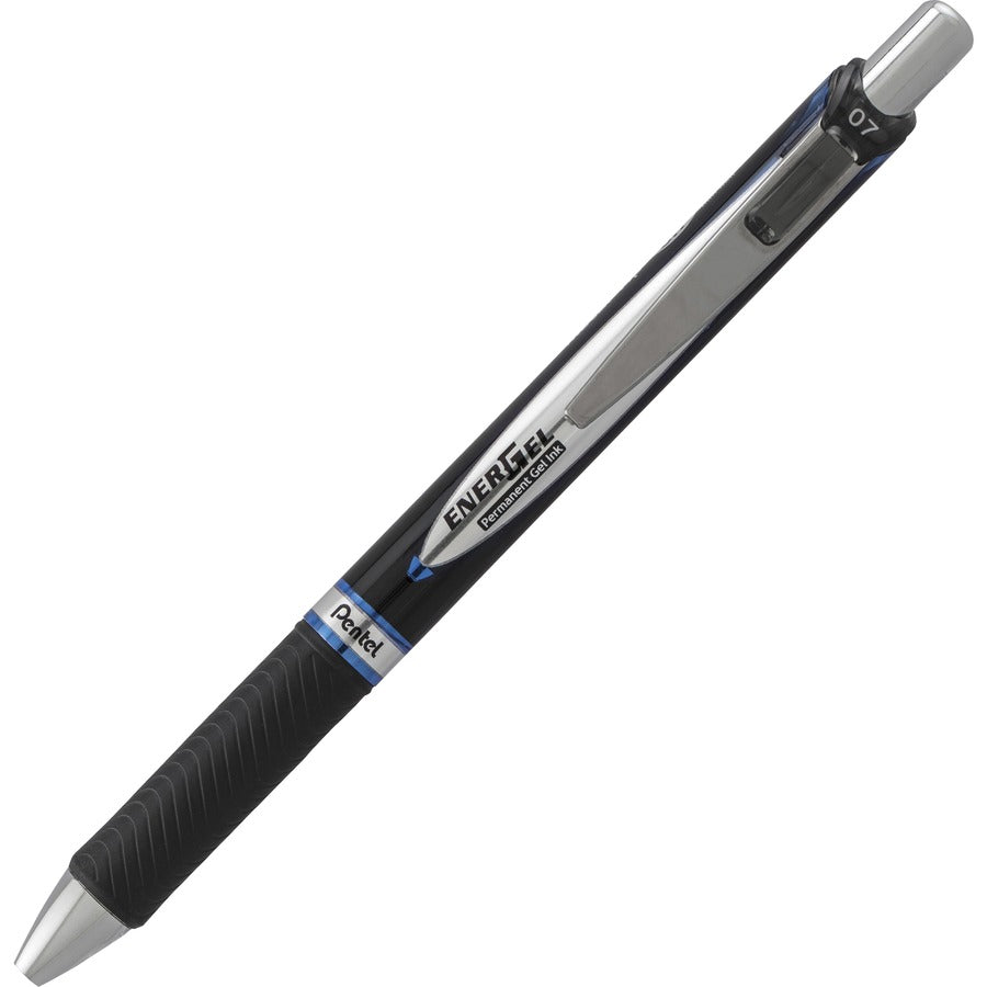 EnerGel Retractable Gel Roller Pen - Retractable - Blue Ink - Gel-based - Black Barrel - Metal Tip - 1 Each
