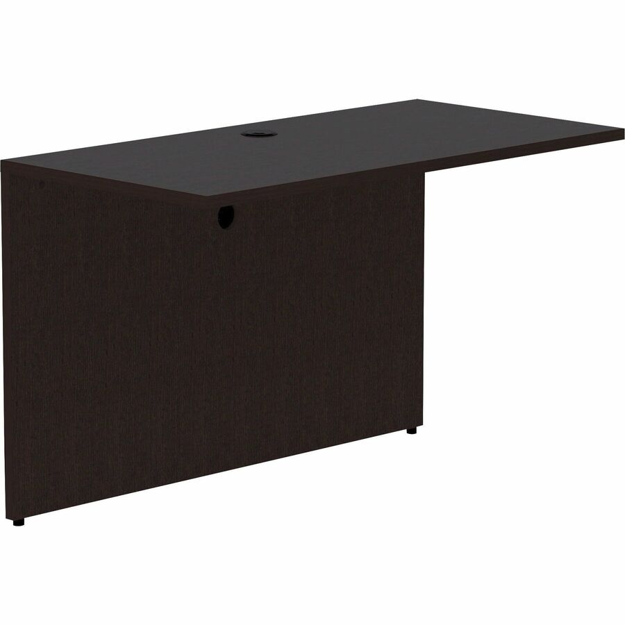 Lorell Essentials Series Bridge - 29.5" Height x 48" Width x 24" Depth Bridge, 1" Thickness Top - Finish: Espresso - Grommet, Adjustable Feet, Durable, Laminated, Cam Lock, Cord Management, Modesty Panel - For Office - 1 Each