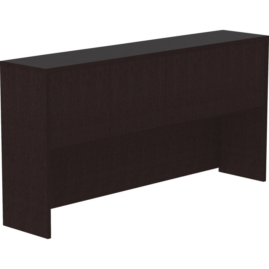 Lorell Essentials Series Stack-on Hutch - 36" Height x 70.9" Width x 14.8" Depth Hutch - 4 Door(s) - Finish: Espresso - Grommet, Durable, Laminated, Cam Lock, Cord Management - 1 Each