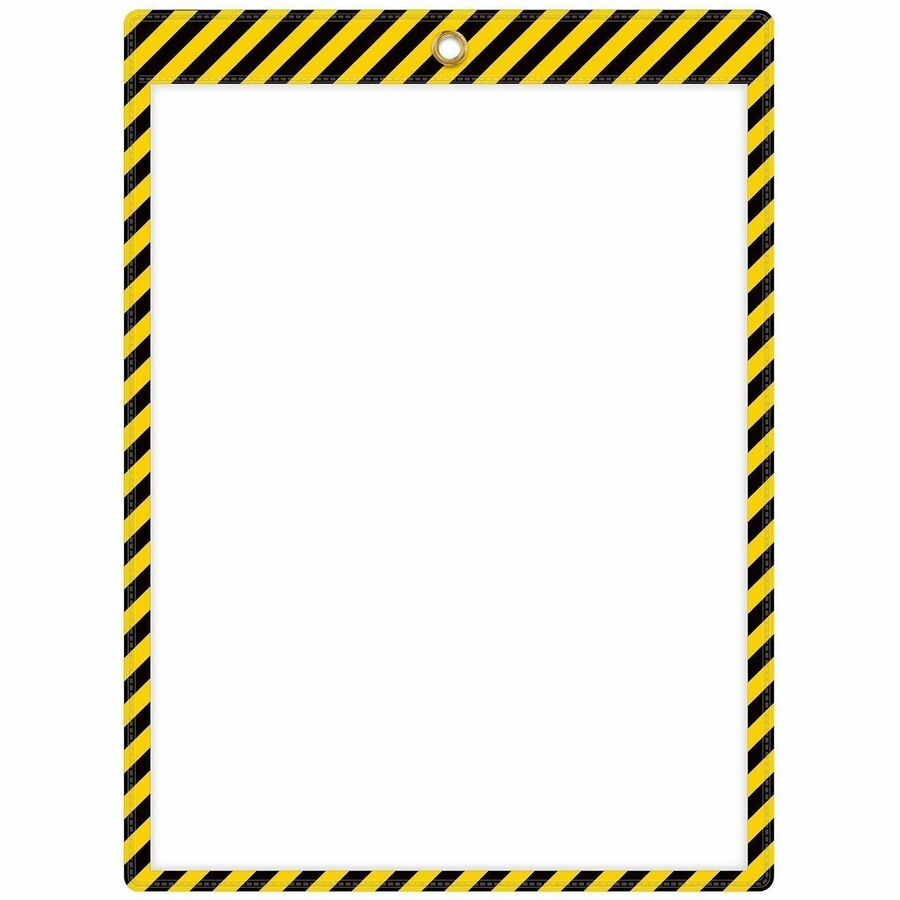 C-Line Safety Striped Shop Ticket Holders - 0.1" Height x 9.8" Width x 13.6" Length - Vinyl - Yellow, Black - 1 Box