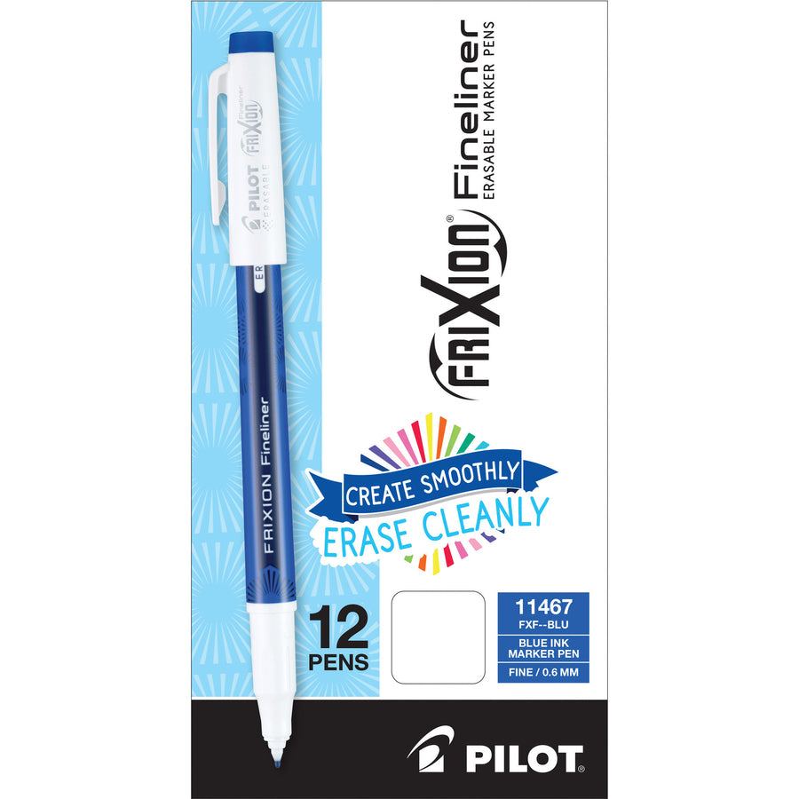 Pilot Erasaable Marker Pens - Erasable - Blue Ink - Gel-based - Writing - 12 / Dozen