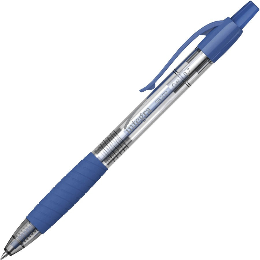 Integra Retractable 0.7mm Gel Pen - Retractable - Blue Ink - Gel-based - Blue Barrel - 1 Dozen