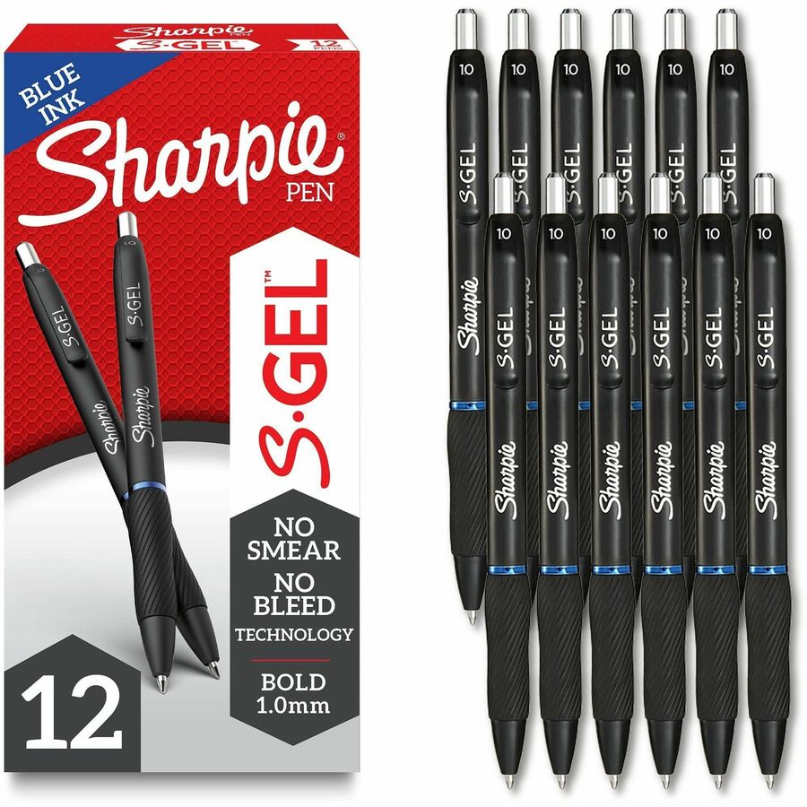 Sharpie S-Gel Pens - Retractable - Blue Ink - Gel-based - 12 / Dozen
