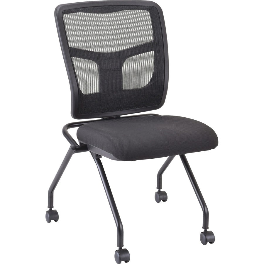 Lorell Training Room Guest Chairs - Black Seat Color - Fabric Seat Material - Mesh Back Material - Metal Frame Material - Rectangular Base - Black - 2 / Carton