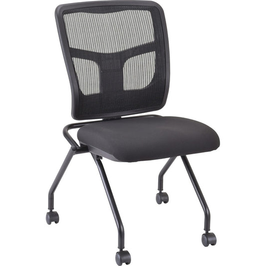 Lorell Training Room Guest Chairs - Black Seat Color - Fabric Seat Material - Mesh Back Material - Metal Frame Material - Rectangular Base - Black - 2 / Carton