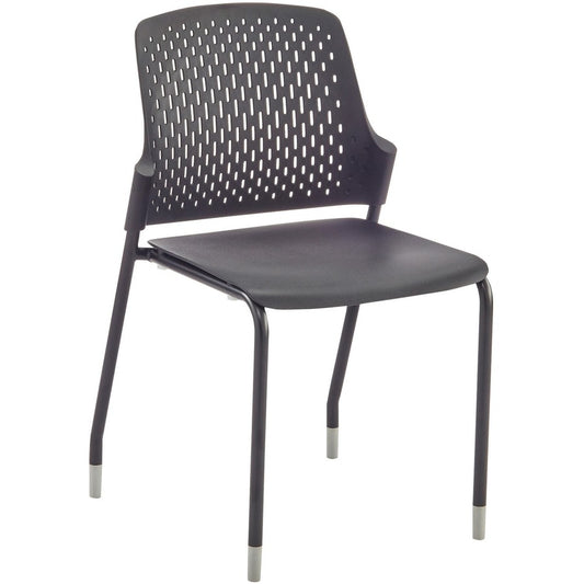 Safco Next Stack Chair - Black Seat Color - Polypropylene Seat Material - Black Back Color - Polypropylene Back Material - Tubular Steel Frame Material - Four-legged Base - 4 / Carton