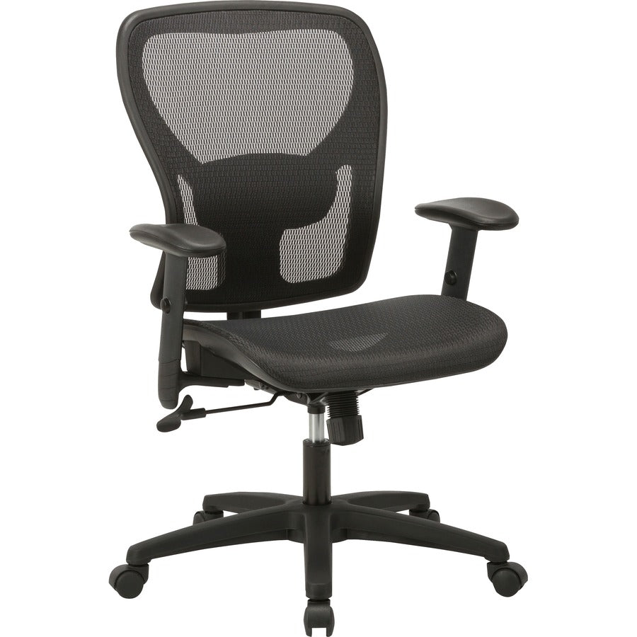 Lorell Mesh Mid-Back Task Chair - Mesh Seat Material - Mesh Back Material - Mid Back - 5-star Base - Black - 1 Each