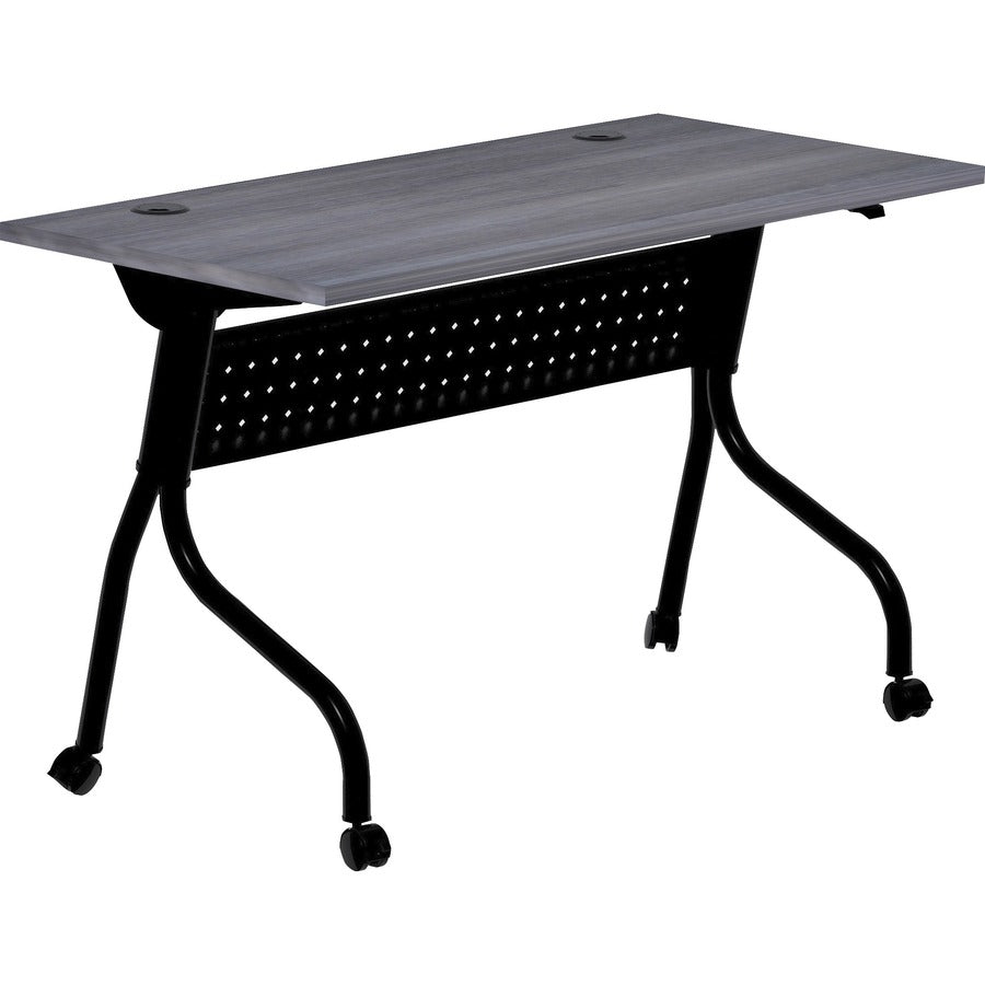 Lorell Flip Top Training Table - Charcoal Rectangle, Melamine Top - Black Four Leg Base - 4 Legs x 48" Table Top Width x 23.60" Table Top Depth - 29.50" Height - Assembly Required - Melamine - 1 Each