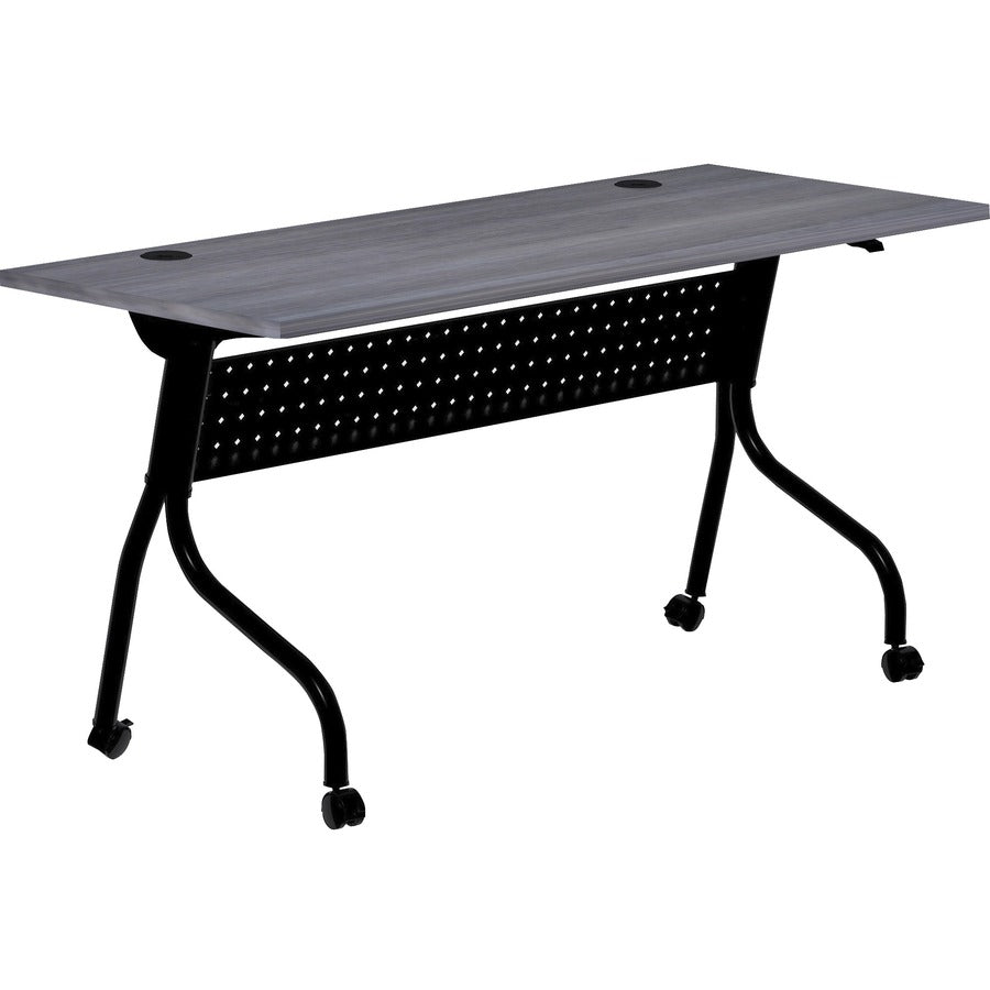 Lorell Flip Top Training Table - Charcoal Rectangle, Melamine Top - Black Four Leg Base - 4 Legs x 60" Table Top Width x 23.60" Table Top Depth - 29.50" Height - Assembly Required - Melamine - 1 Each