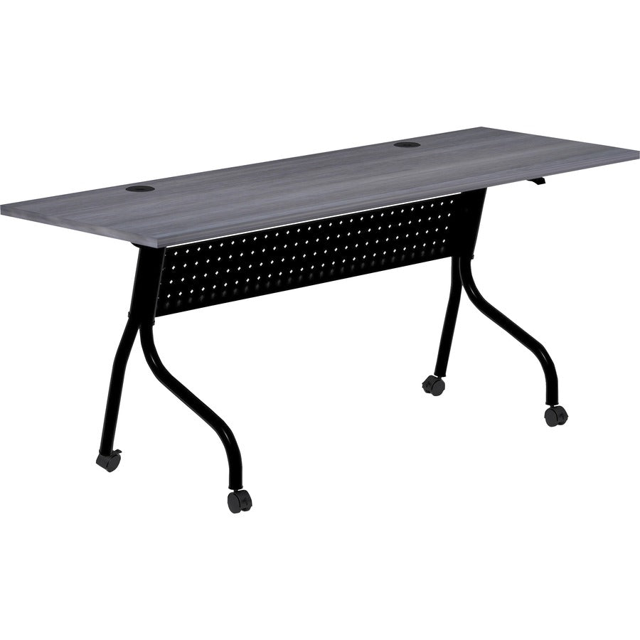 Lorell Flip Top Training Table - Charcoal Rectangle, Melamine Top - Black Four Leg Base - 4 Legs x 72" Table Top Width x 23.60" Table Top Depth - 29.50" Height - Assembly Required - Melamine - 1 Each
