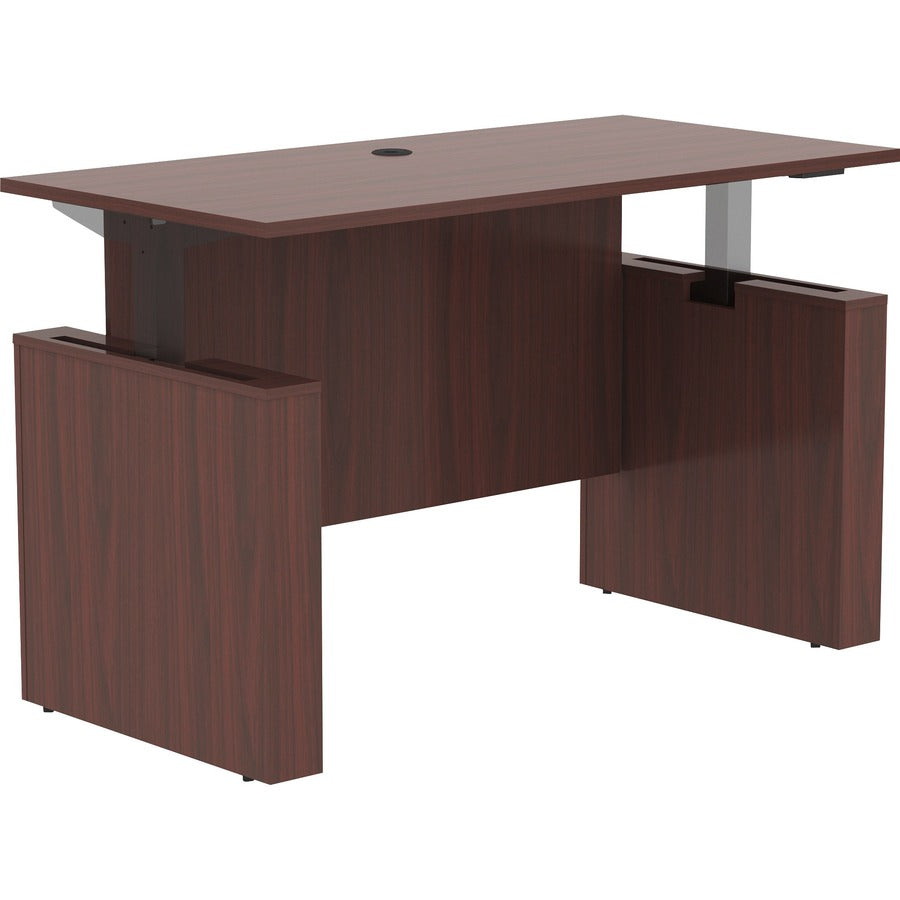 Lorell Essentials Series Sit-to-Stand Desk Shell - 0.1" Thickness Top, 49" Height x 60" Width x 29" Depth - Finish: Mahogany - Mahogany Laminate Table Top - 1 Each