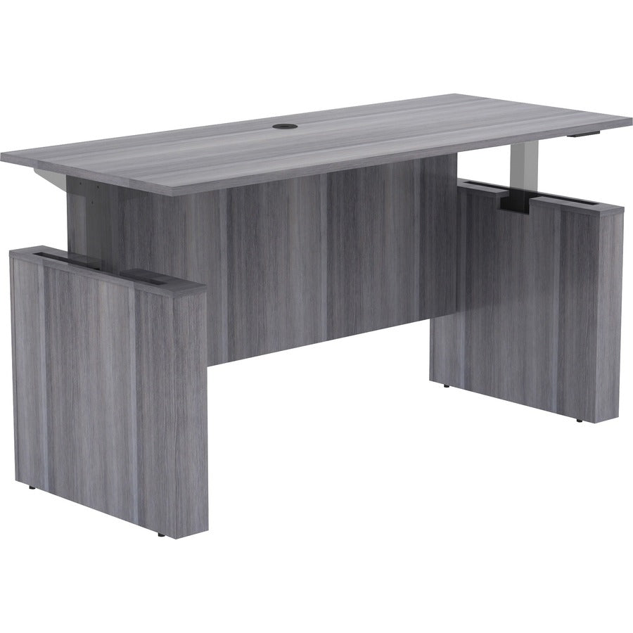 Lorell Essentials Series Sit-to-Stand Desk Shell - 0.1" Thickness Top, 49" Height x 72" Width x 29" Depth - Finish: Weathered Charcoal - Laminate Table Top - 1 Each