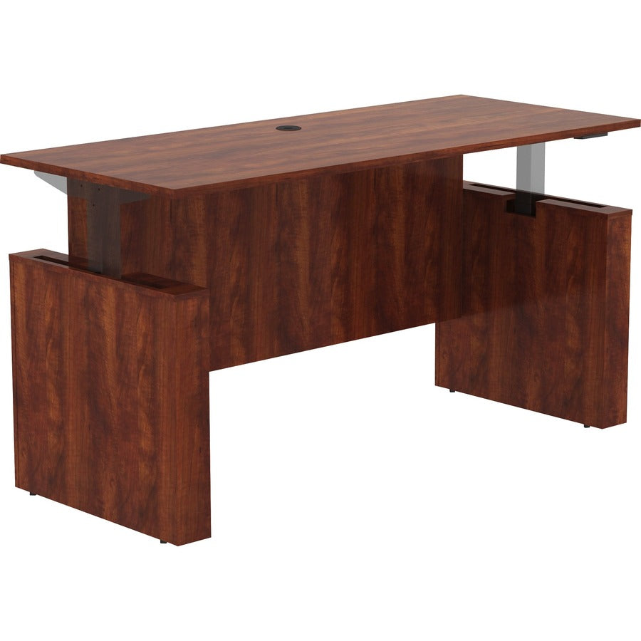Lorell Essentials Series Sit-to-Stand Desk Shell - 0.1" Thickness Top, 49" Height x 72" Width x 29" Depth - Finish: Cherry - Laminate Table Top - Durable, Adjustable Feet, Modesty Panel, Grommet, Cord Management, Edge Banding - For Home, Office, Busine...