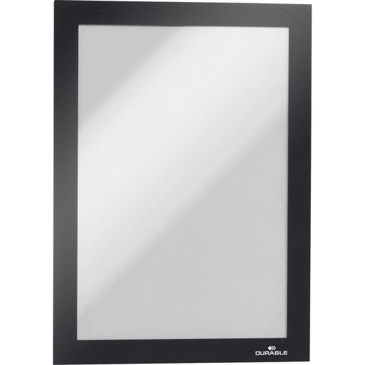 DURABLE DURAFRAME Magnetic Frame - 5.50" Holding Width x 8.50" Holding Height - Magnetic, Sturdy, Four Sided, Anti-glare - Document, Whiteboard, Office - Plastic - Black - 2 / Pack