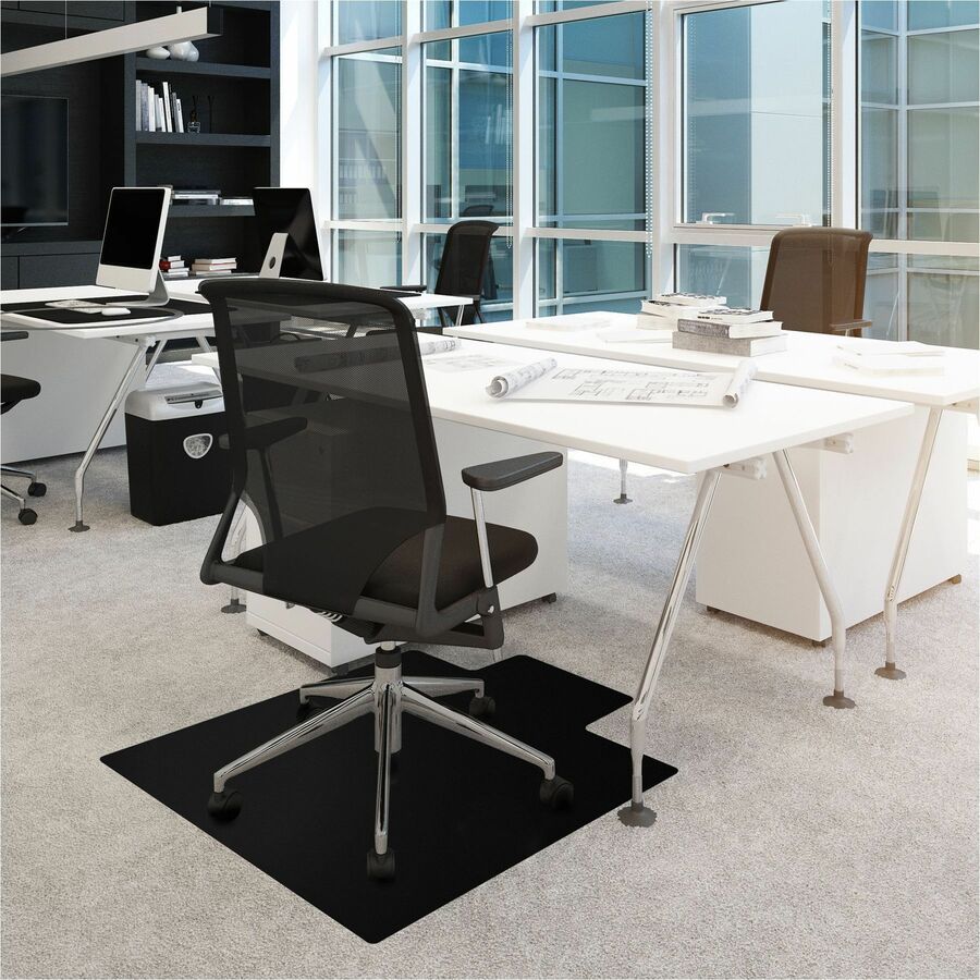Floortex Advantagemat Black&reg, Vinyl Lipped Chair Mat for Carpets - 36" x 48" - 48" Length x 36" Width x 0.090" Depth x 0.090" Thickness - Lip Size 20" Length x 10" Width - Lipped - Classic - Vinyl, Polyvinyl Chloride (PVC) - Black - 1 Each - TAA Com...