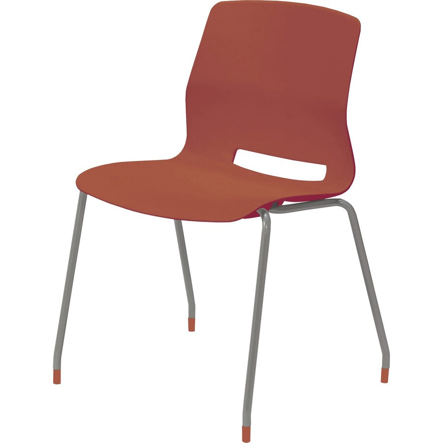 KFI Swey Collection 4-leg Armless Stool - Coral Seat Color - Polypropylene Seat Material - Coral Back Color - Polypropylene Back Material - Silver Frame Color - Stainless Steel Frame Material - Four-legged Base - 1 Each