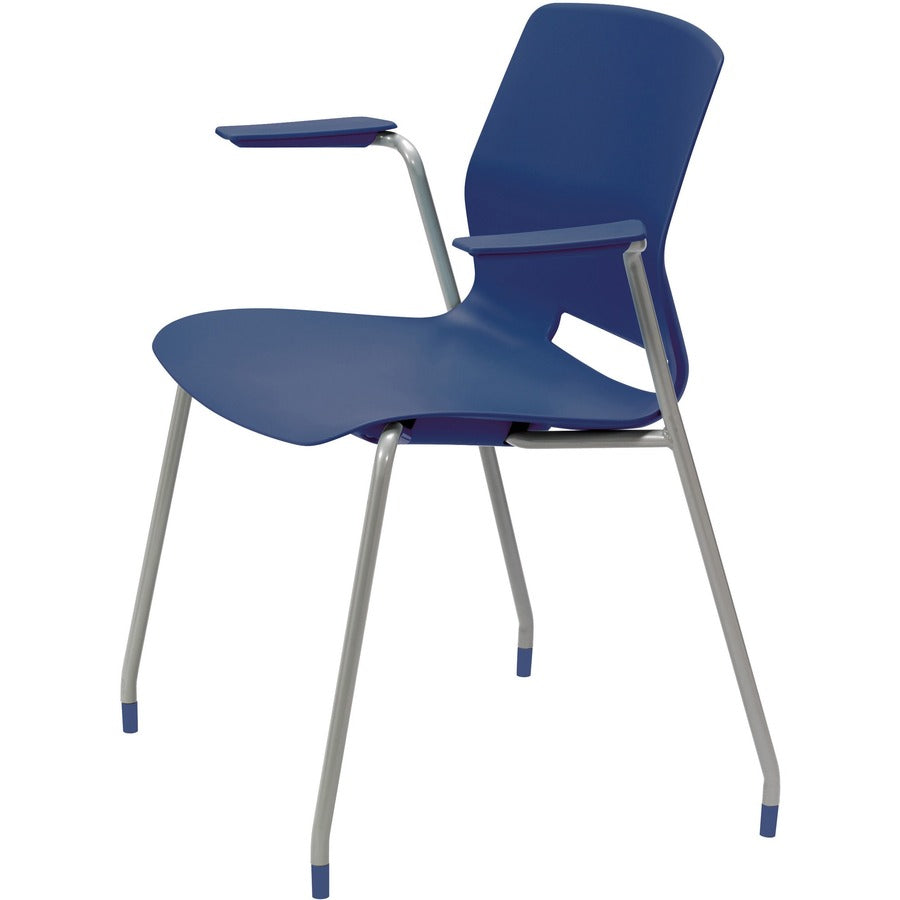 KFI Swey Collection 4-leg Stool With Arms - Navy Seat Color - Polypropylene Seat Material - Navy Back Color - Polypropylene Back Material - Silver Frame Color - Stainless Steel Frame Material - Four-legged Base - 1 Each