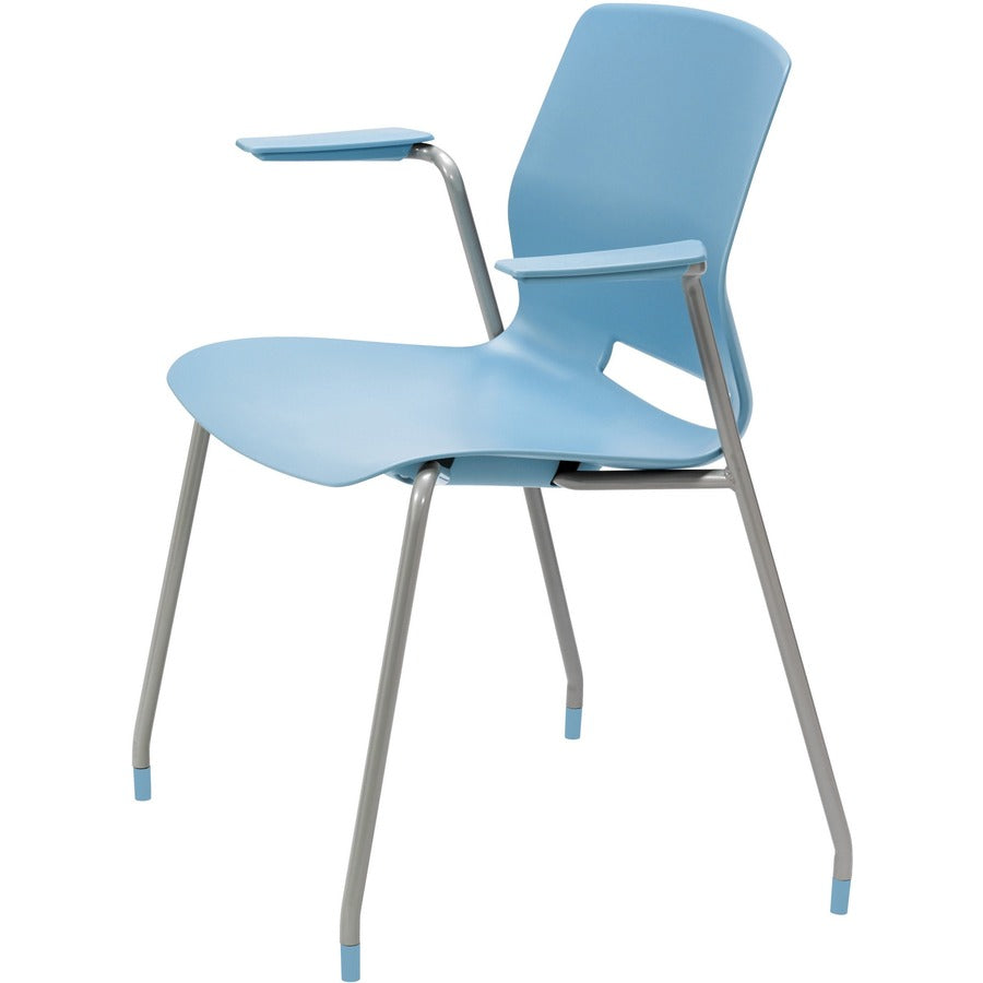 KFI Swey Collection 4-leg Stool With Arms - Sky Blue Seat Color - Polypropylene Seat Material - Sky Blue Back Color - Polypropylene Back Material - Silver Frame Color - Stainless Steel Frame Material - Four-legged Base - 1 Each