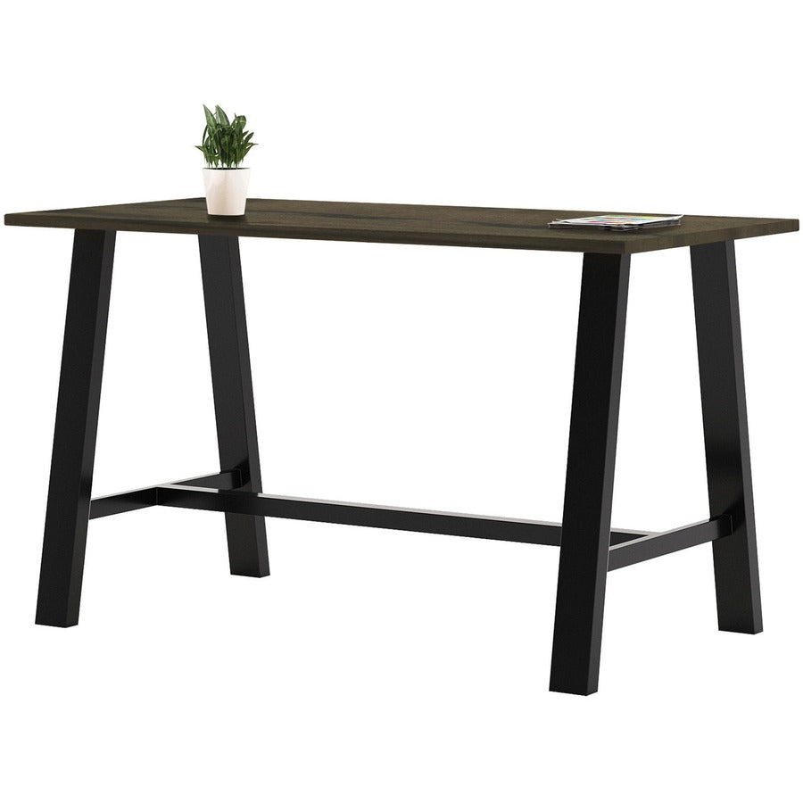 KFI Midtown Solid Wood Top Cafe Table - Wood Grain Rectangle Top - 72" Table Top Length x 36" Table Top Width - 41" Height - Assembly Required - Poplar Wood Top Material - 1 Each
