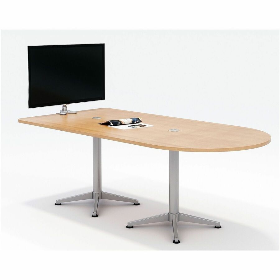 KFI Laminate Top Horseshoe Table - High Pressure Laminate (HPL) Half-round, Natural Top - Column Leg Base - 84" Table Top Length x 42" Table Top Width - Assembly Required - 1 Each