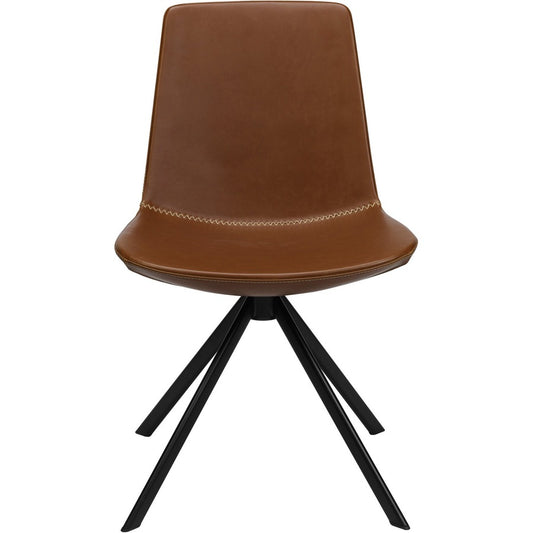 KFI Zoso Faux Leather Stitched Guest Chair - Saddle Seat Color - Faux Leather, High Density Foam (HDF) Seat Material - Saddle Back Color - Faux Leather, High Density Foam (HDF) Back Material - Powder Coated, Black Frame Color - Carbon Steel Frame Mater...