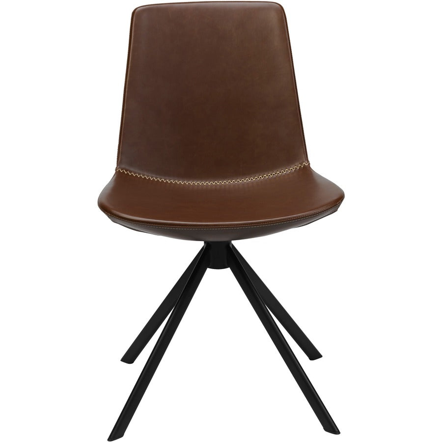 KFI Zoso Faux Leather Stitched Guest Chair - Toffee Seat Color - Faux Leather, High Density Foam (HDF) Seat Material - Toffee Back Color - Faux Leather, High Density Foam (HDF) Back Material - Powder Coated, Black Frame Color - Carbon Steel Frame Mater...