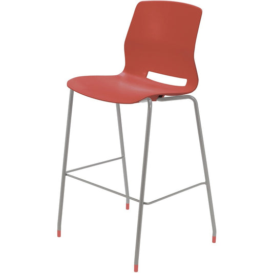 KFI Swey Collection 30" Multipurpose Stool - Coral Seat Color - Polypropylene Seat Material - Coral Back Color - Polypropylene Back Material - Silver Frame Color - Stainless Steel Frame Material - Four-legged Base - 1 Each