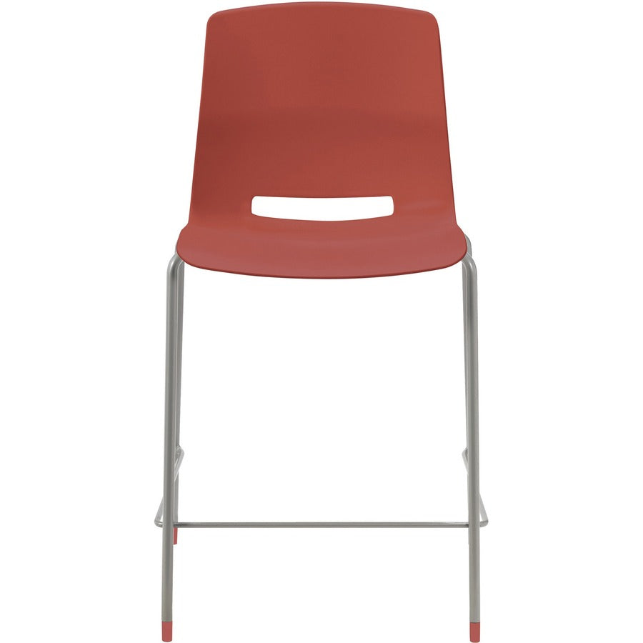 KFI Swey Collection 25" Multipurpose Stool - Coral Seat Color - Polypropylene Seat Material - Coral Back Color - Polypropylene Back Material - Silver Frame Color - Steel Frame Material - Four-legged Base - 1 Each