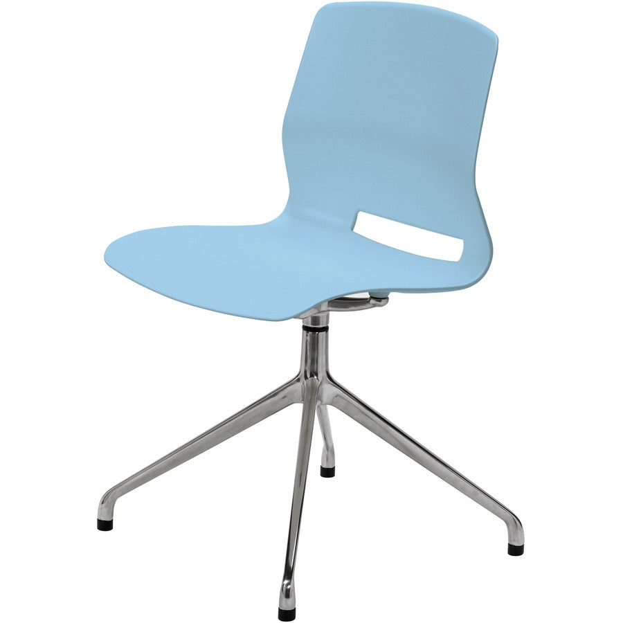 KFI Swey Collection 4-Post Swivel Chair - Sky Blue Seat Color - Polypropylene Seat Material - Sky Blue Back Color - Polypropylene Back Material - Silver Frame Color - Steel Frame Material - 1 Each