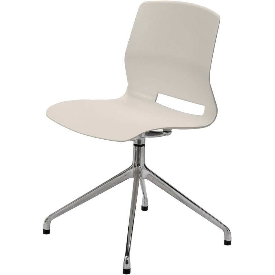 KFI Swey Collection 4-Post Swivel Chair - Light Beige Seat Color - Polypropylene Seat Material - Light Beige Back Color - Polypropylene Back Material - Silver Frame Color - Steel Frame Material - 1 Each