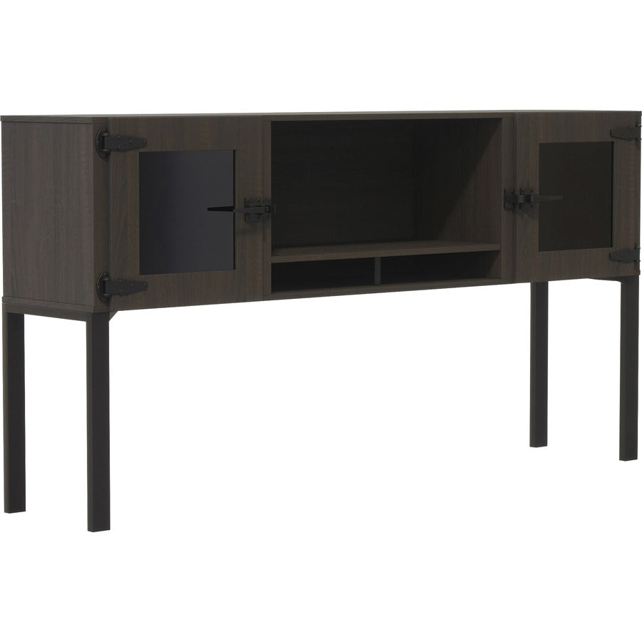 Mayline 72" Hutch with Glass Doors & Supports - 38" Height x 72" Width x 15" Depth - 2 Door(s) - Material: Particleboard, Laminate, Metal, Steel - Finish: Southern Tobacco - 1 Each