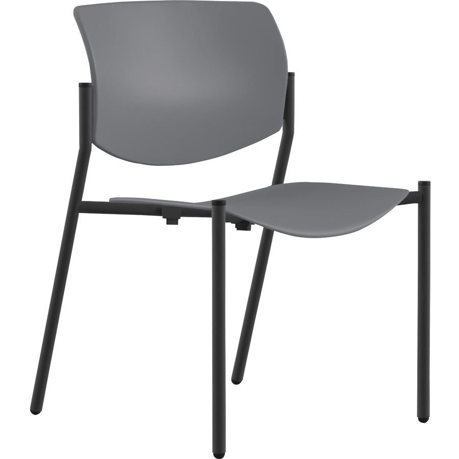 9 to 5 Seating Shuttle Armless Stack Chair with Glides - Dove Gray Seat Color - Plastic Seat Material - Dove Gray Back Color - Plastic Back Material - Powder Coated, Black Frame Color - Four-legged Base - 1 Each