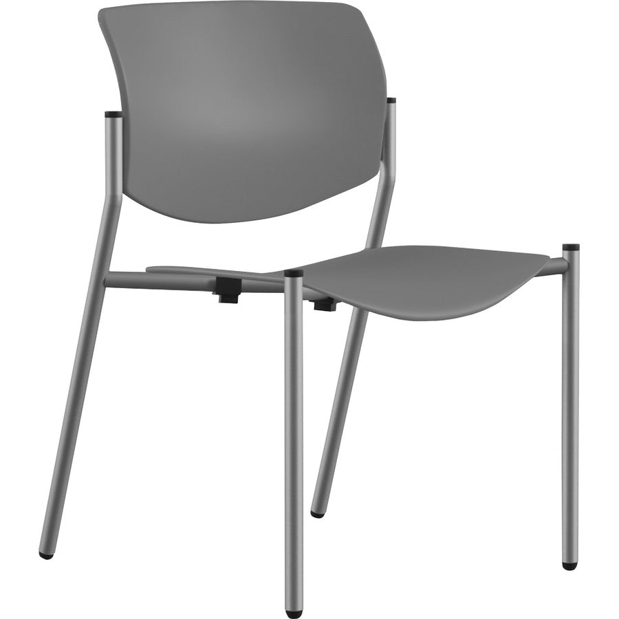 9 to 5 Seating Shuttle Armless Stack Chair with Glides - Dove Gray Seat Color - Plastic Seat Material - Dove Gray Back Color - Plastic Back Material - Powder Coated, Silver Frame Color - Four-legged Base - 1 Each