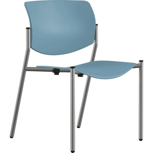 9 to 5 Seating Shuttle Armless Stack Chair with Glides - Blue Seat Color - Plastic Seat Material - Blue Back Color - Plastic Back Material - Powder Coated, Silver Frame Color - Four-legged Base - 1 Each