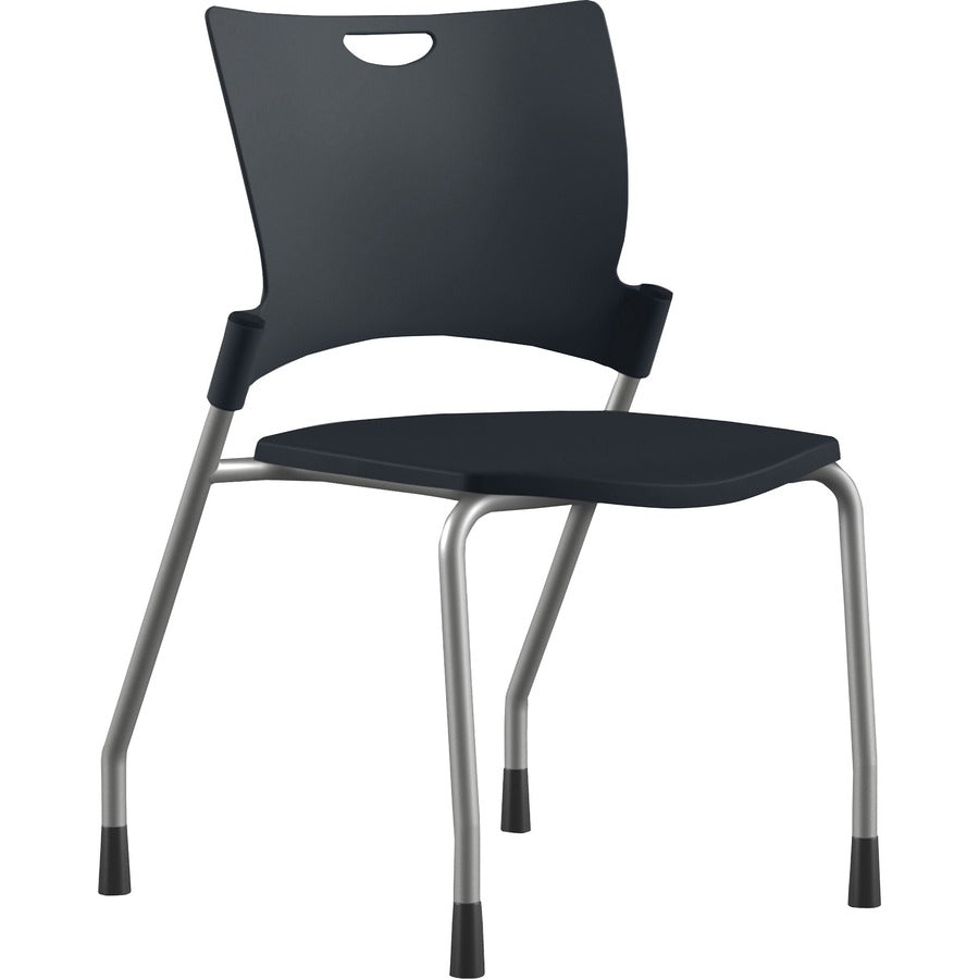 9 to 5 Seating Bella Plastic Seat Stack Chair - Black Seat Color - Thermoplastic Seat Material - Black Back Color - Thermoplastic Back Material - Silver Frame Color - Four-legged Base - 1 Each