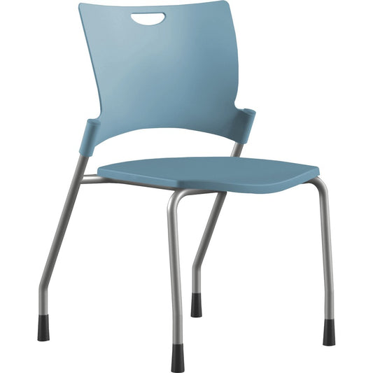 9 to 5 Seating Bella Plastic Seat Stack Chair - Blue Seat Color - Thermoplastic Seat Material - Blue Back Color - Thermoplastic Back Material - Silver Frame Color - Four-legged Base - 1 Each