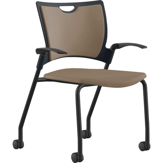 9 to 5 Seating Bella Fabric Seat Mobile Stack Chair - Latte Seat Color - Fabric, Foam, Plastic Seat Material - Latte Back Color - Fabric, Plastic, Foam Back Material - Powder Coated, Black Frame Color - Four-legged Base - 1 Each