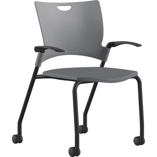 9 to 5 Seating Bella Fixed Arms Mobile Stack Chair - Dove Seat Color - Thermoplastic Seat Material - Dove Gray Back Color - Thermoplastic Back Material - Powder Coated, Black Frame Color - Four-legged Base - 1 Each