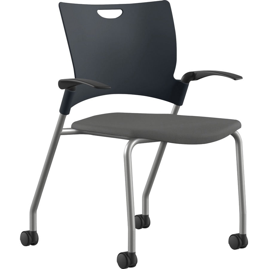 9 to 5 Seating Bella Fabric Seat Mobile Stack Chair - Fabric, Foam, Plastic Seat Material - Fabric, Plastic, Foam Back Material - Powder Coated, Silver Frame Color - Four-legged Base - Dove Gray - 1 Each