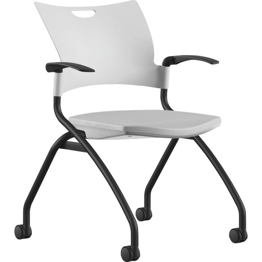 9 to 5 Seating Bella Fixed Arms Mobile Nesting Chair - White Seat Color - Thermoplastic Seat Material - White Back Color - Thermoplastic Back Material - Black, Powder Coated Frame Color - Four-legged Base - 1 Each