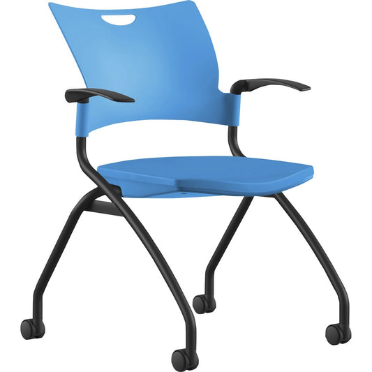 9 to 5 Seating Bella Fixed Arms Mobile Nesting Chair - Blue Seat Color - Thermoplastic Seat Material - Blue Back Color - Thermoplastic Back Material - Black, Powder Coated Frame Color - Four-legged Base - 1 Each