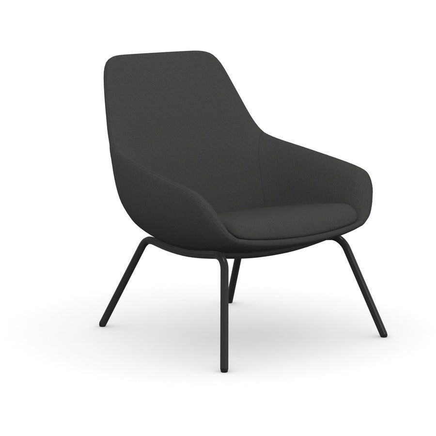 9 to 5 Seating 4-leg Lilly Lounge Chair - Gray Seat Color - Fabric, Foam Seat Material - Gray Back Color - Fabric, Foam Back Material - Black Frame Color - Four-legged Base - 1 Each