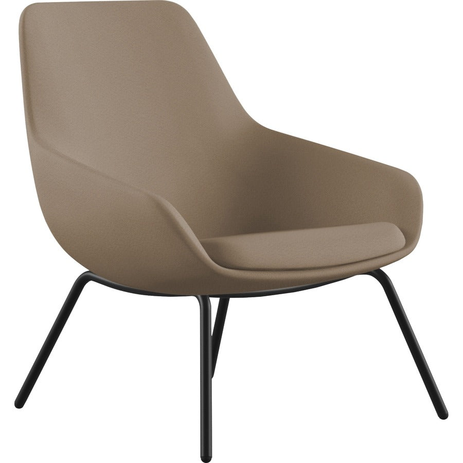 9 to 5 Seating 4-leg Lilly Lounge Chair - Latte Seat Color - Fabric, Foam Seat Material - Latte Back Color - Fabric, Foam Back Material - Black Frame Color - Four-legged Base - 1 Each