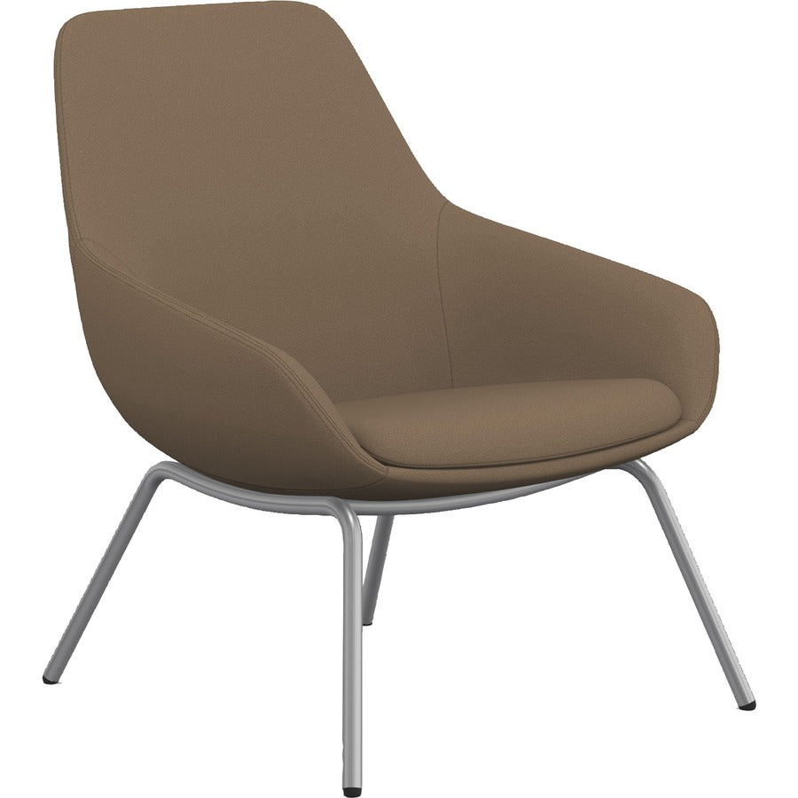9 to 5 Seating 4-leg Lilly Lounge Chair - Latte Seat Color - Fabric, Foam Seat Material - Latte Back Color - Fabric, Foam Back Material - Silver Frame Color - Four-legged Base - 1 Each