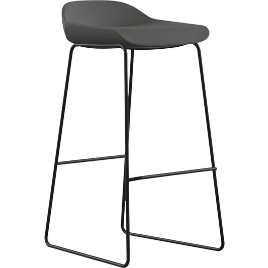 9 to 5 Seating Lilly Lounge Bar Stool - Gray Seat Color - Gray Back Color - Fabric, Foam Back Material - Sled Base - 1 Each