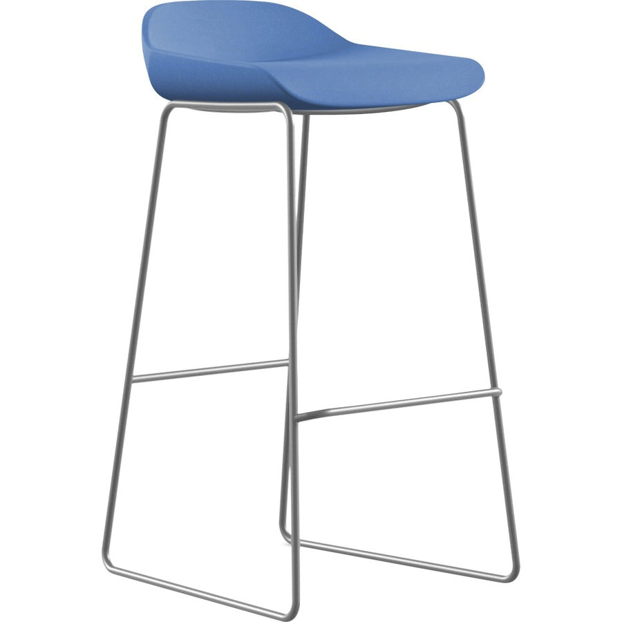 9 to 5 Seating Lilly Lounge Bar Stool - Blue Seat Color - Blue Back Color - Fabric, Foam Back Material - Sled Base - 1 Each