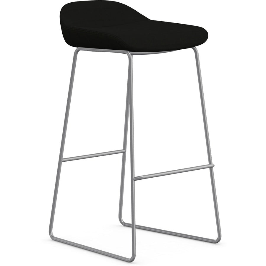 9 to 5 Seating Lilly Lounge Bar Stool - Onyx Seat Color - Onyx Back Color - Fabric, Foam Back Material - Sled Base - 1 Each