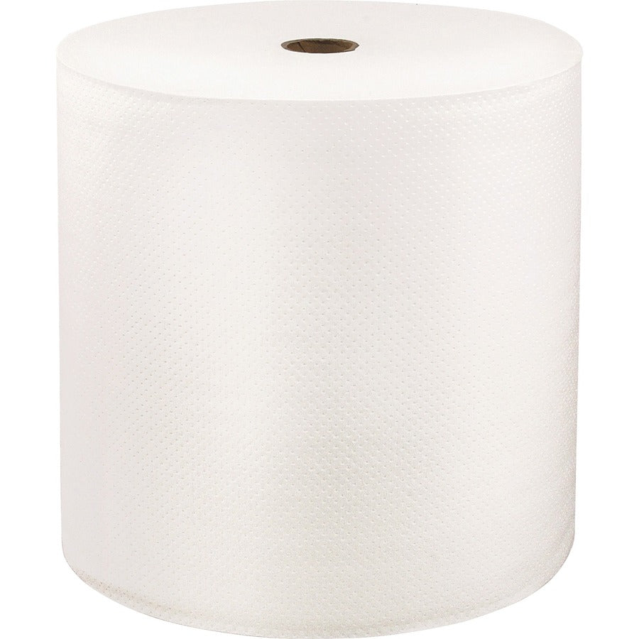 LoCor Hardwound Roll Towels - 1 Ply - 7" Width x 1000 ft Length - Fully embossed - Bright White - Fiber - 6 / Carton