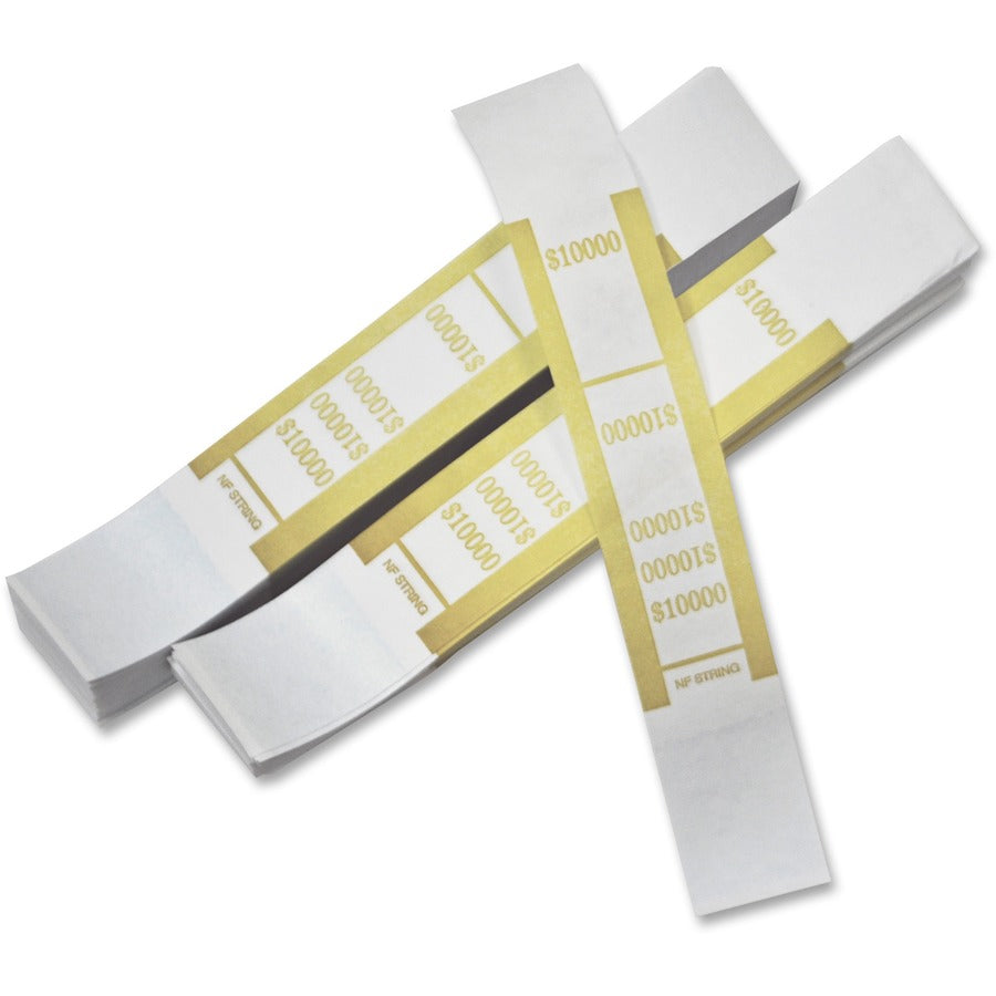 ICONEX SecurIT Currency Straps - Total $10,000 - Adhesive, Sturdy, Color Coded - Kraft Paper - Dark Yellow - 1000 / Pack